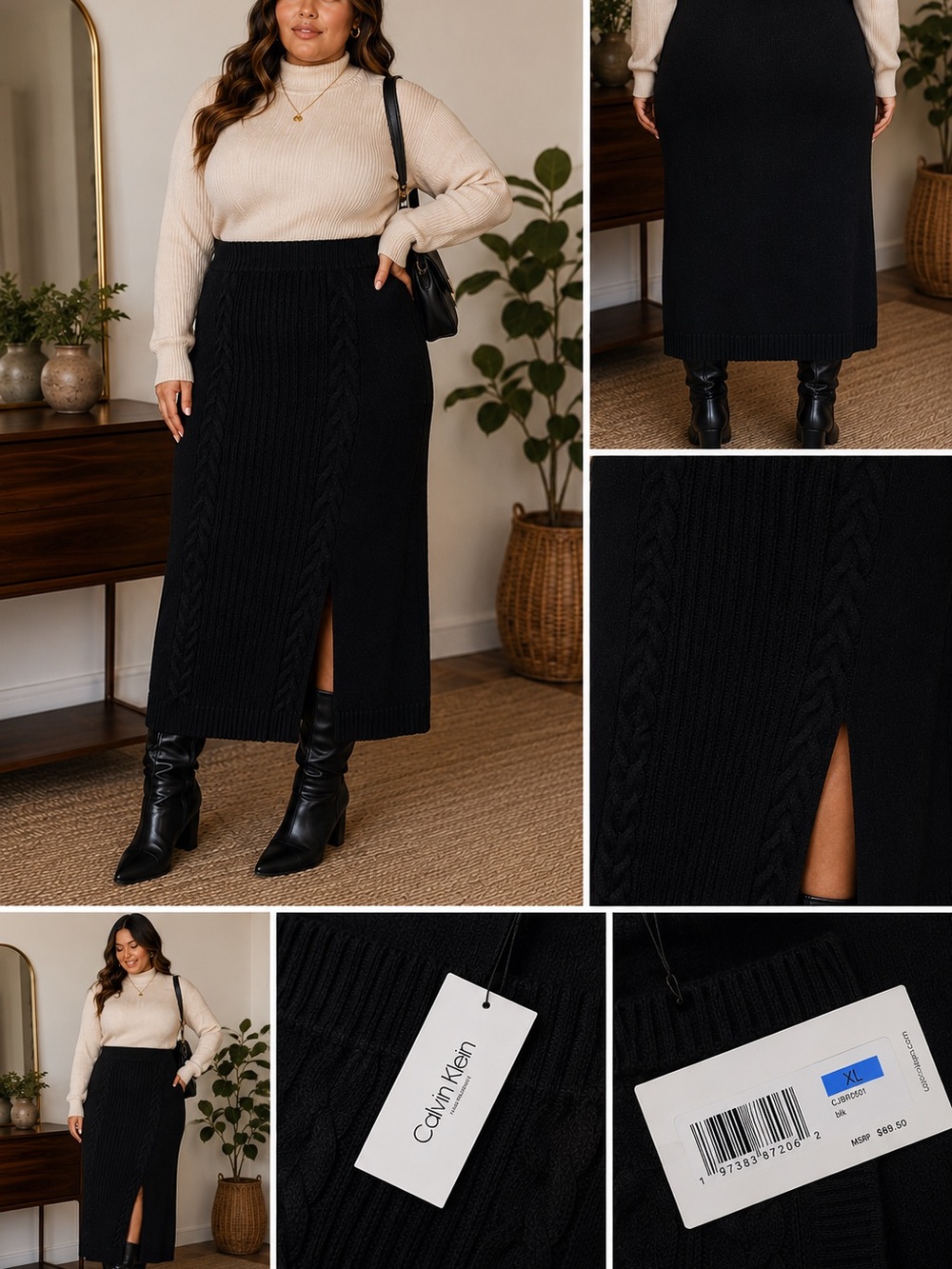 🖤Calvin Klein Jeans Cable Knit Midi Skirt | NWT | XL 🖤